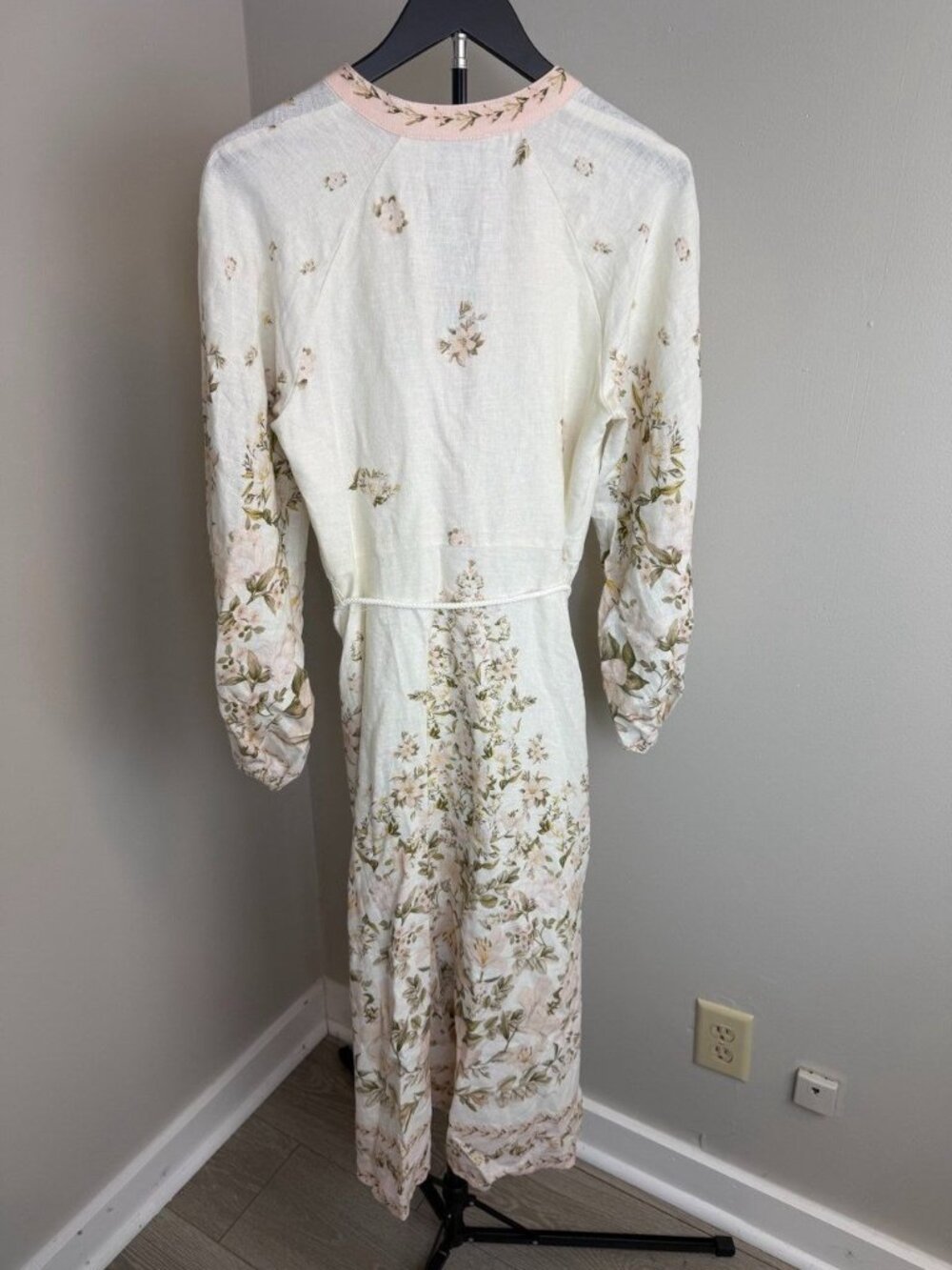 Calypso St. Barth Floral Maxi Dress With Tie Waist Button Front & Balloon Sleeve - Picture 4 of 10